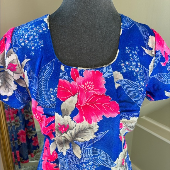 Vintage 70s Hukilau Fashions Medium Hawaiian Maxi MuuMuu Dress - Picture 3 of 10